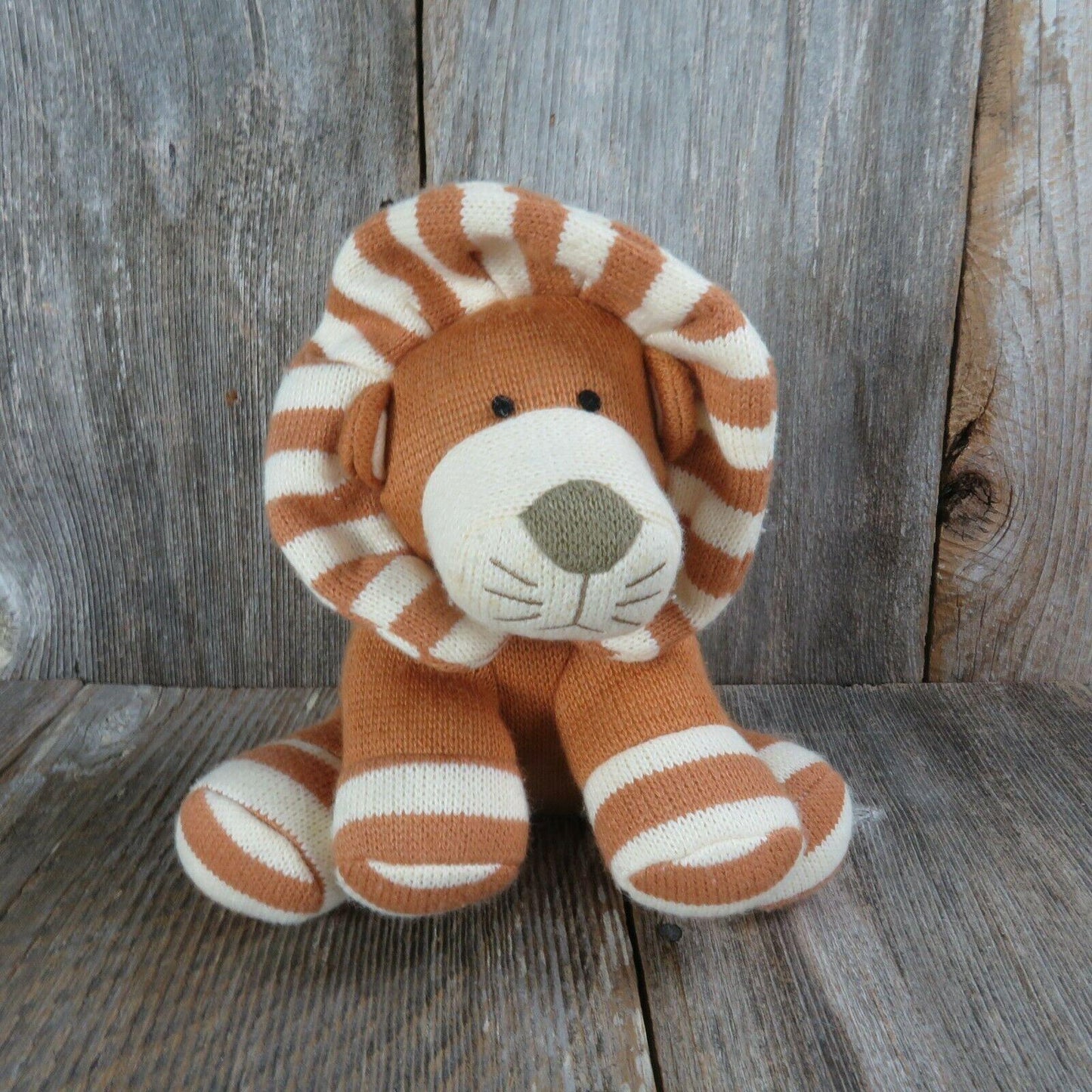 Lion Plush Knit Brown White Striped Circo Stuffed Animal