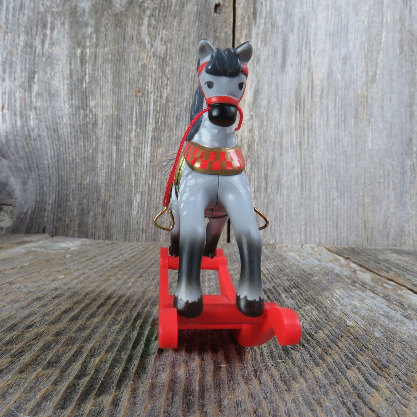 Vintage Rocking Horse Hallmark Ornament Hallmark # 8 Grey Green Christmas 1989