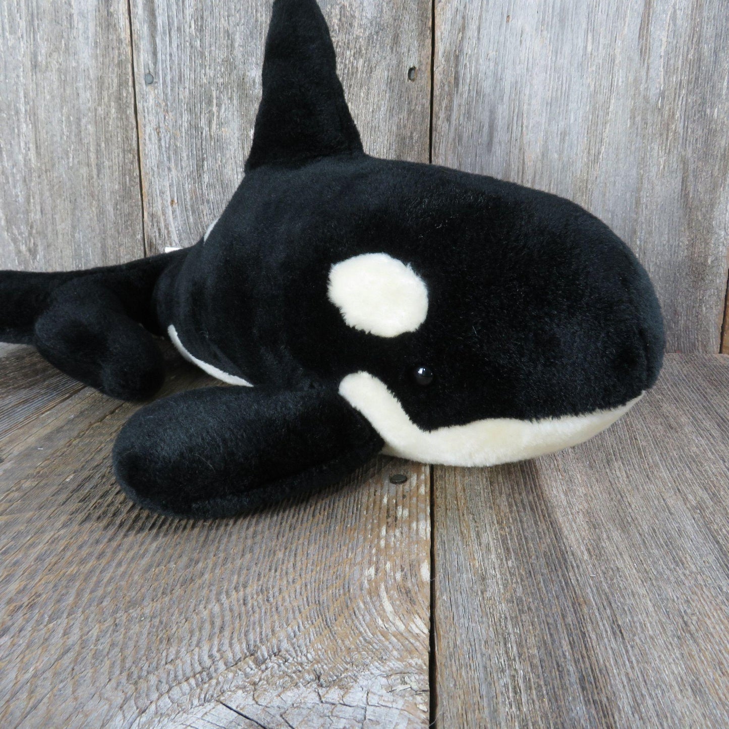 Vintage Killer Whale Plush Shamu Orca Black and White Sea World Stuffed Animal Bush Gardens