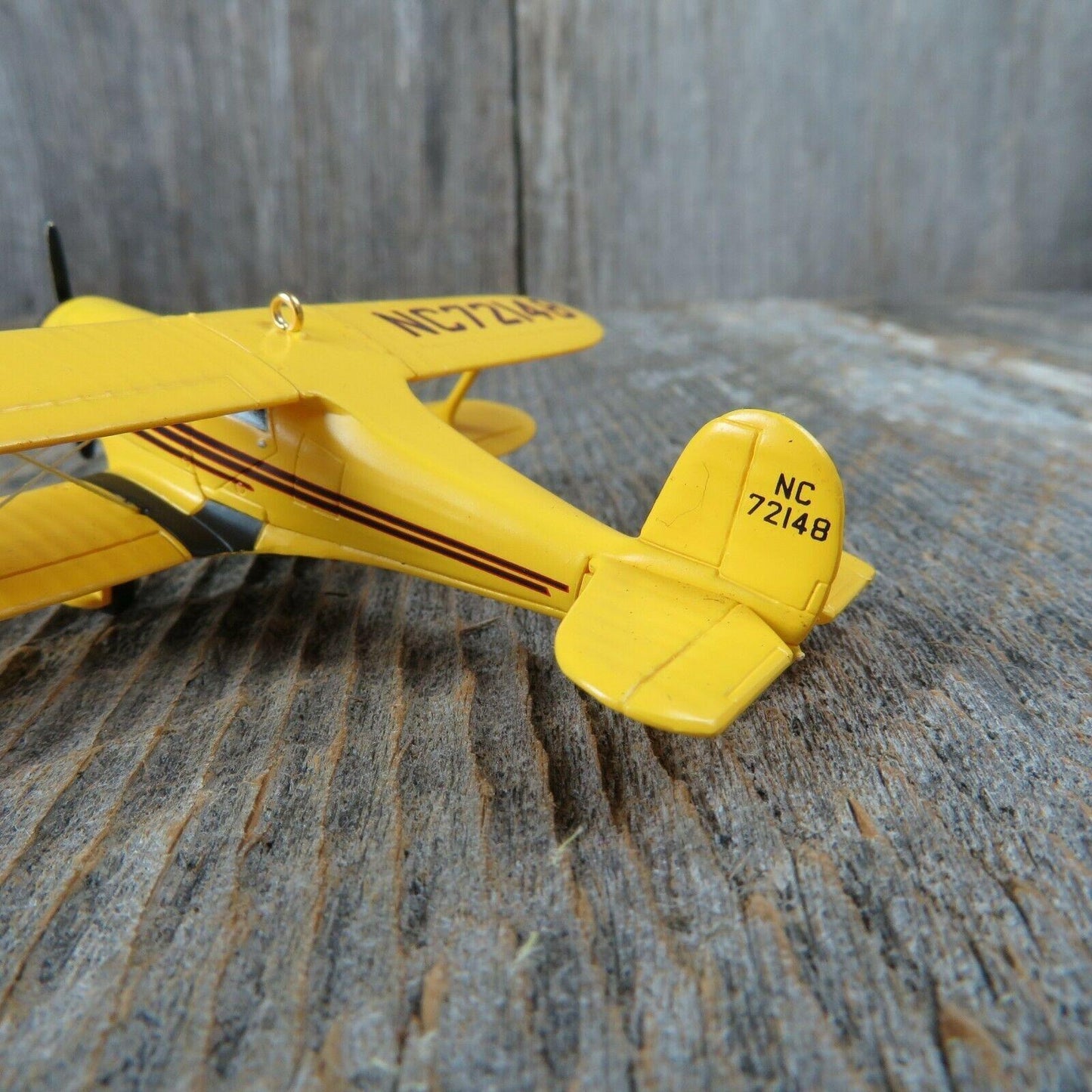 Airplane Hallmark Ornament Staggerwing 2002 Christmas Keepsake Yellow Biplane