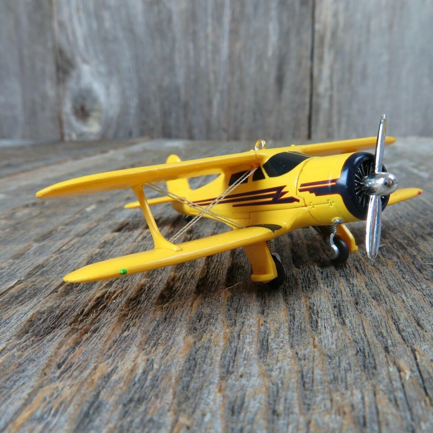 Airplane Hallmark Ornament Staggerwing 2002 Christmas Keepsake Yellow Biplane