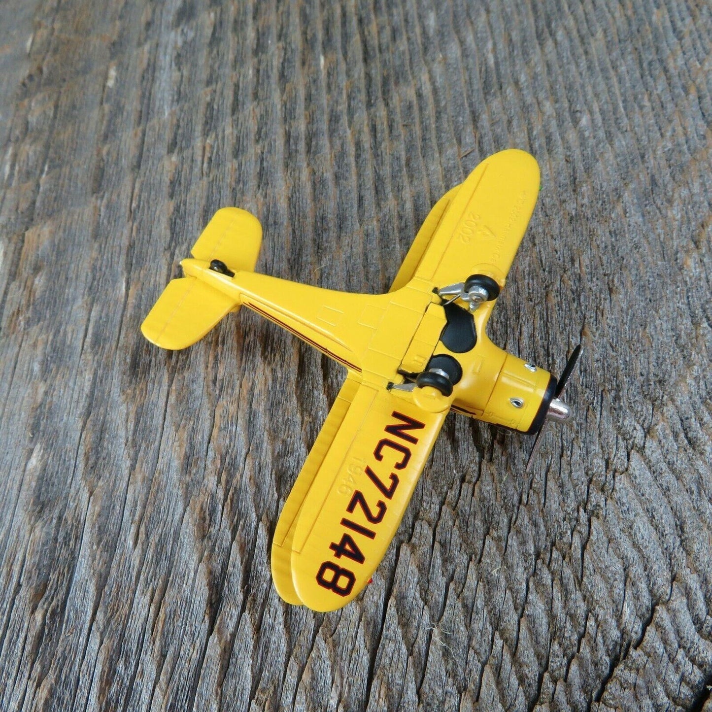 Airplane Hallmark Ornament Staggerwing 2002 Christmas Keepsake Yellow Biplane