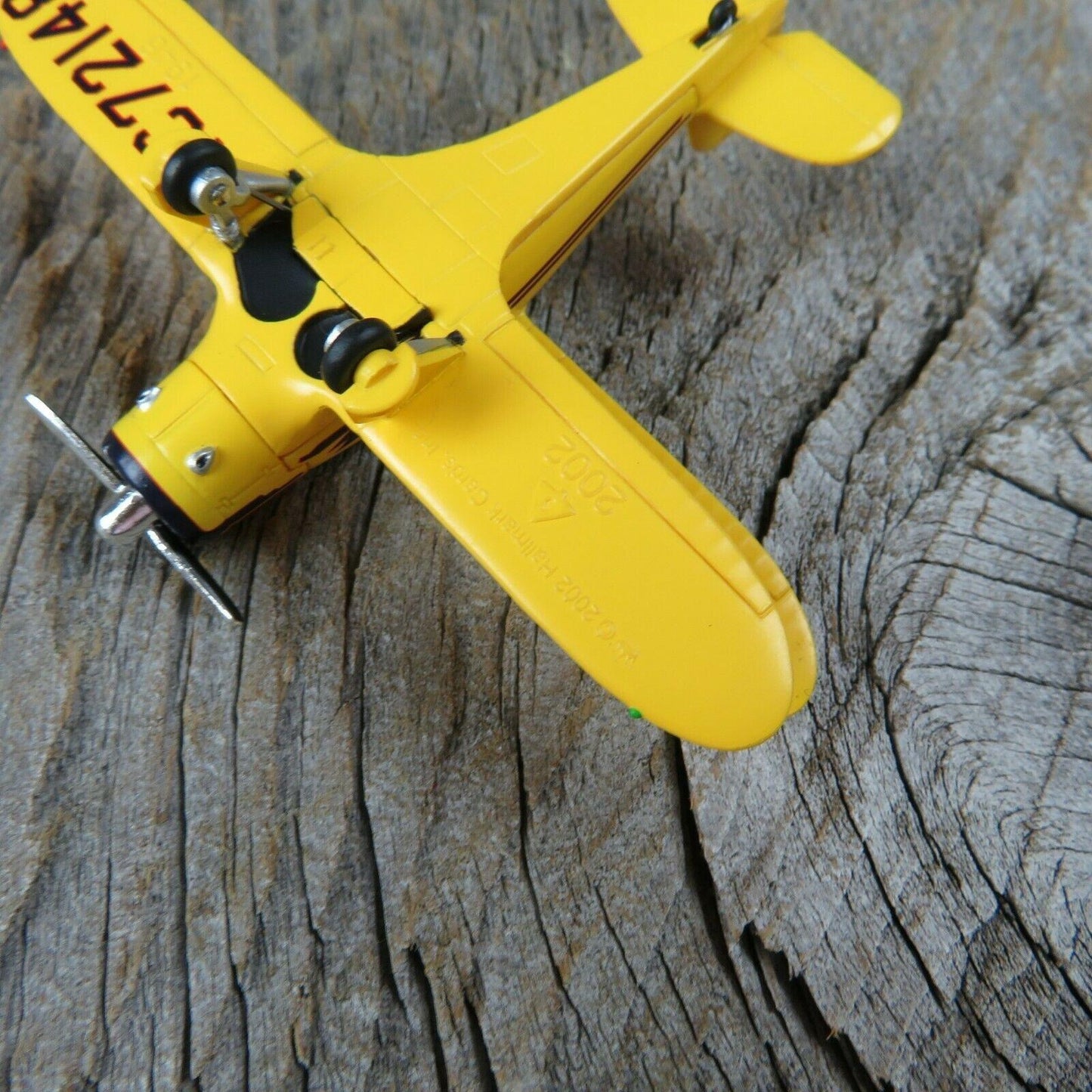 Airplane Hallmark Ornament Staggerwing 2002 Christmas Keepsake Yellow Biplane