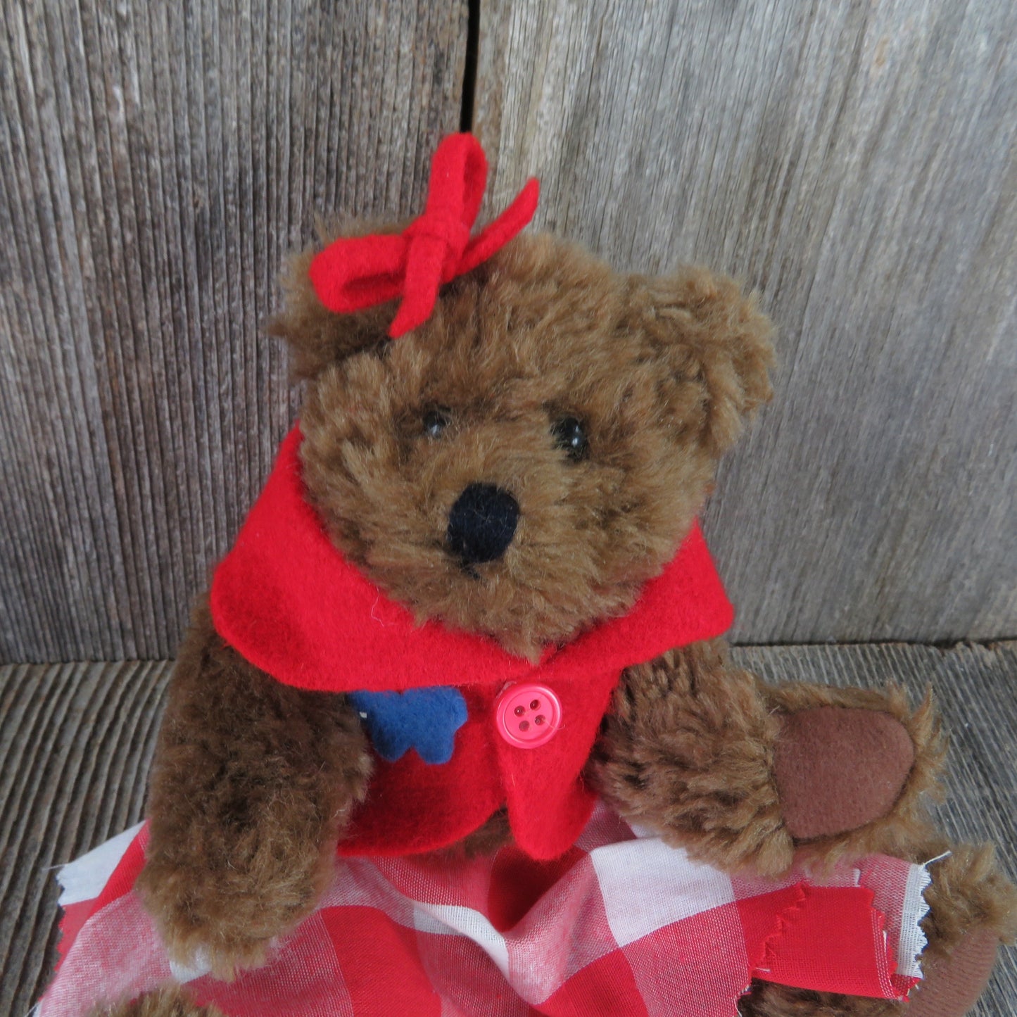 Teddy Bear Plush Jointed Red Plaid Skirt Felt Vest Sweater Bows Lexin Inc Nice Stuff