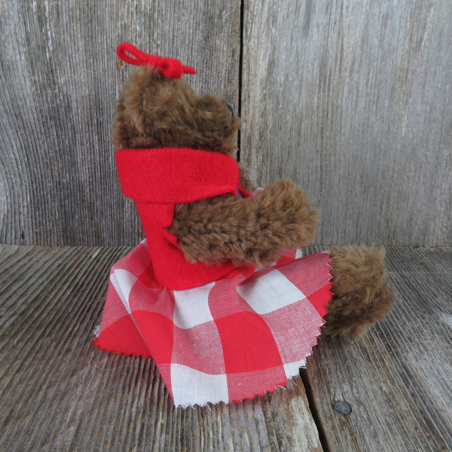 Teddy Bear Plush Jointed Red Plaid Skirt Felt Vest Sweater Bows Lexin Inc Nice Stuff