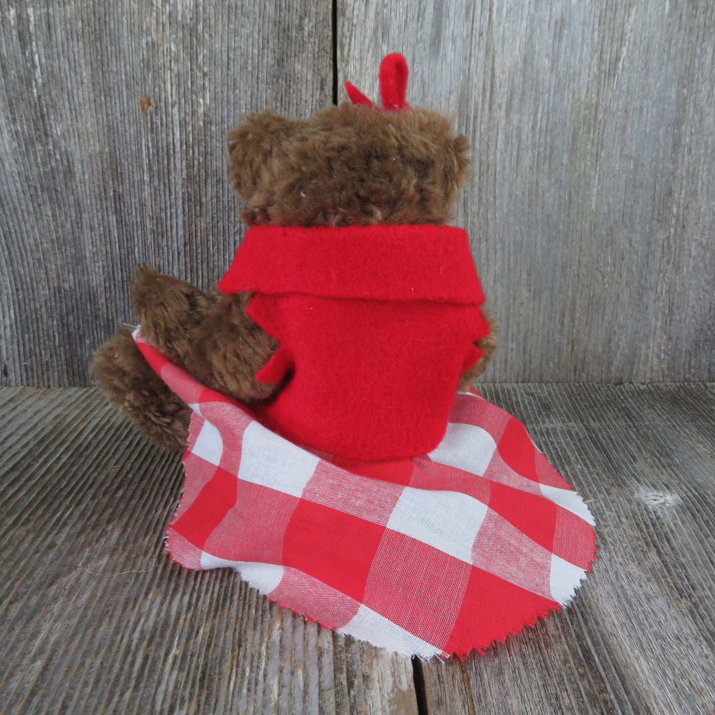 Teddy Bear Plush Jointed Red Plaid Skirt Felt Vest Sweater Bows Lexin Inc Nice Stuff