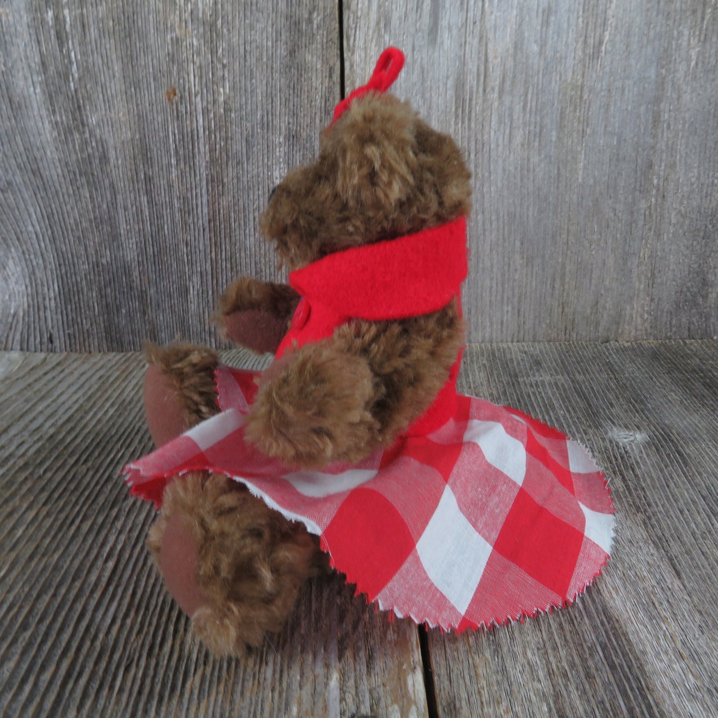 Teddy Bear Plush Jointed Red Plaid Skirt Felt Vest Sweater Bows Lexin Inc Nice Stuff