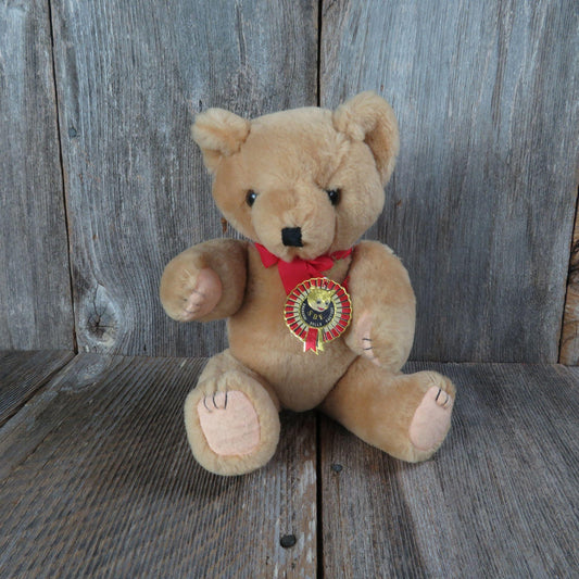 Vintage Jointed Teddy Bear Plush Mohair Wool Shanghai Dolls Factory Stuffed Animal Natural Honey Tan Colored