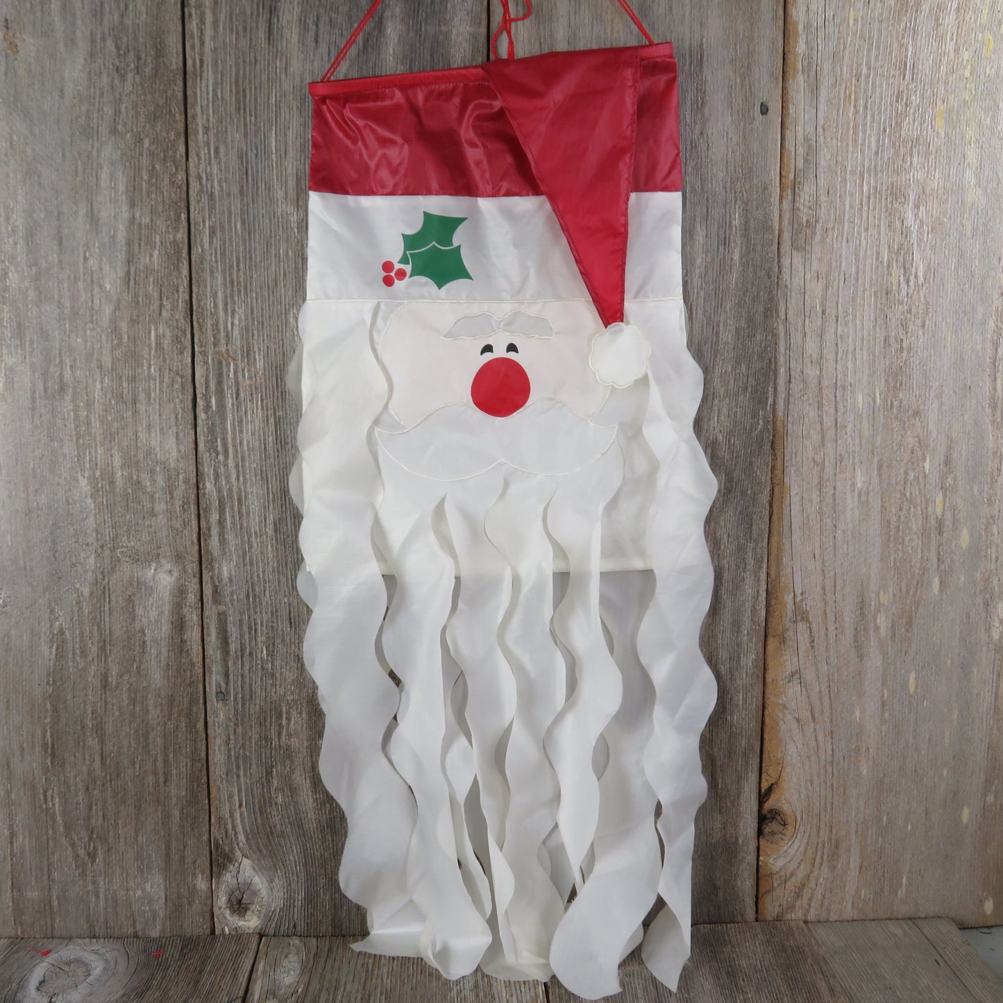 Vintage Santa Windsock Nylon White Beard Wind Sock Red Hat Flag Banner Christmas Outside Decoration