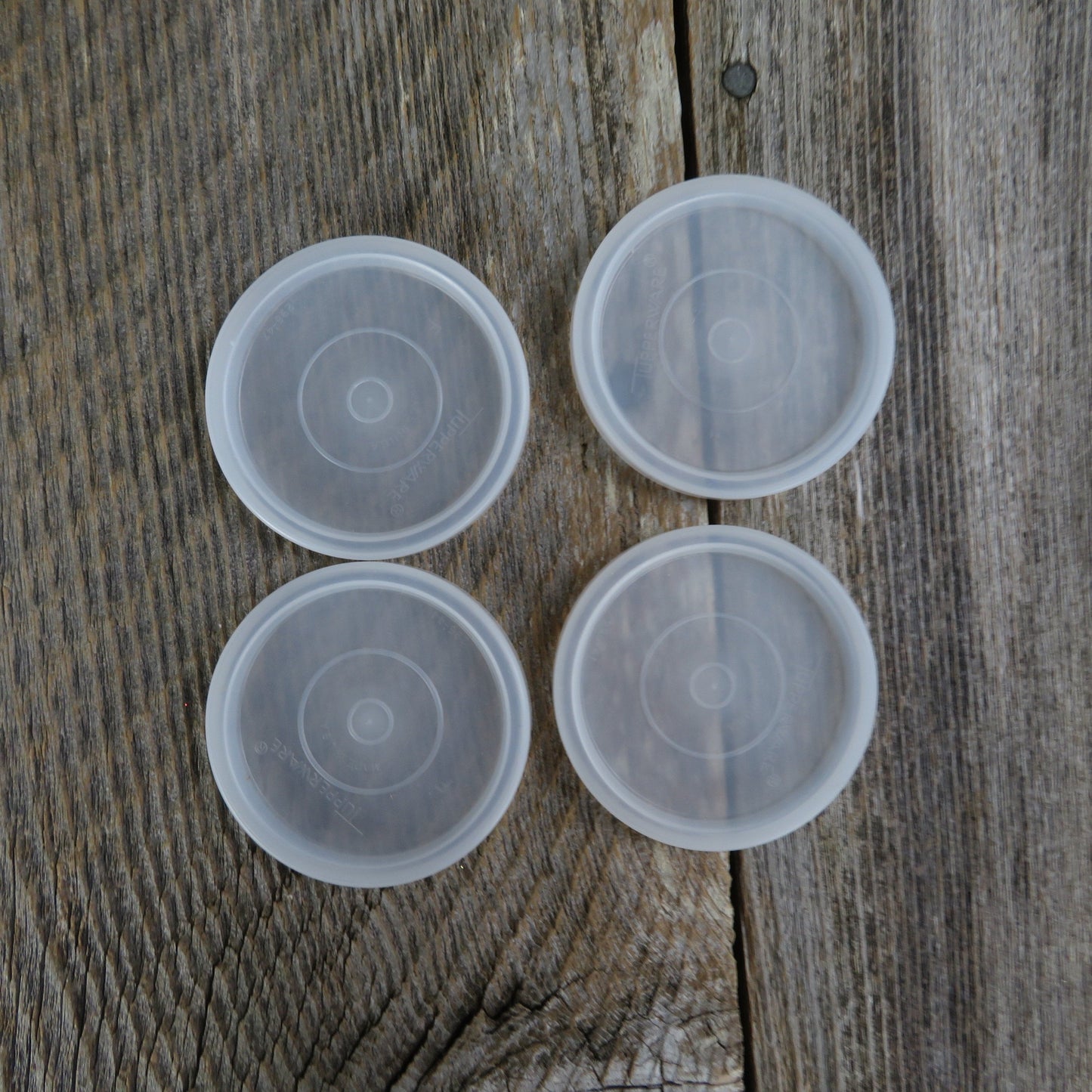 Vintage Tupperware Lid 296 Set of 4 Seal Replacement Fits Tumbler F Cup Plastic Covers 12 and 6 Ounce Drinking Glass White