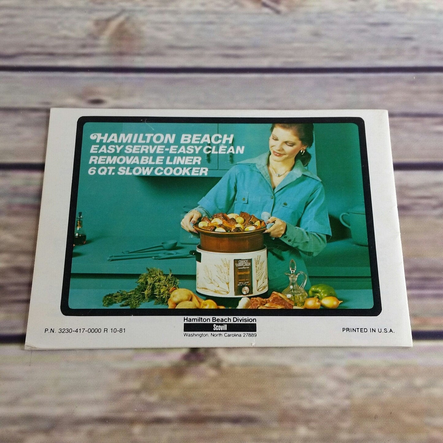 Vintage Hamilton Beach Slow Cooker Recipes Cookbook Easy Serve Easy Clean Removable Liner 6 qt Manual Paperback Booklet 1970s
