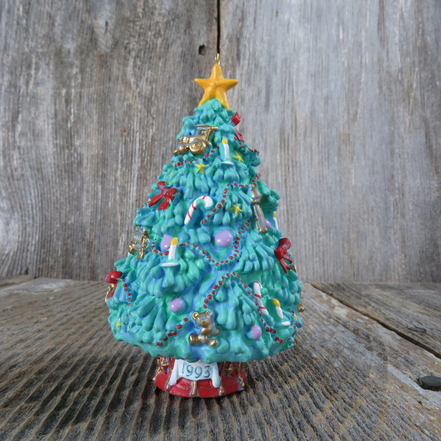 Vintage Christmas Tree Ornament Trimmed With Memories Hallmark 1993 Blue