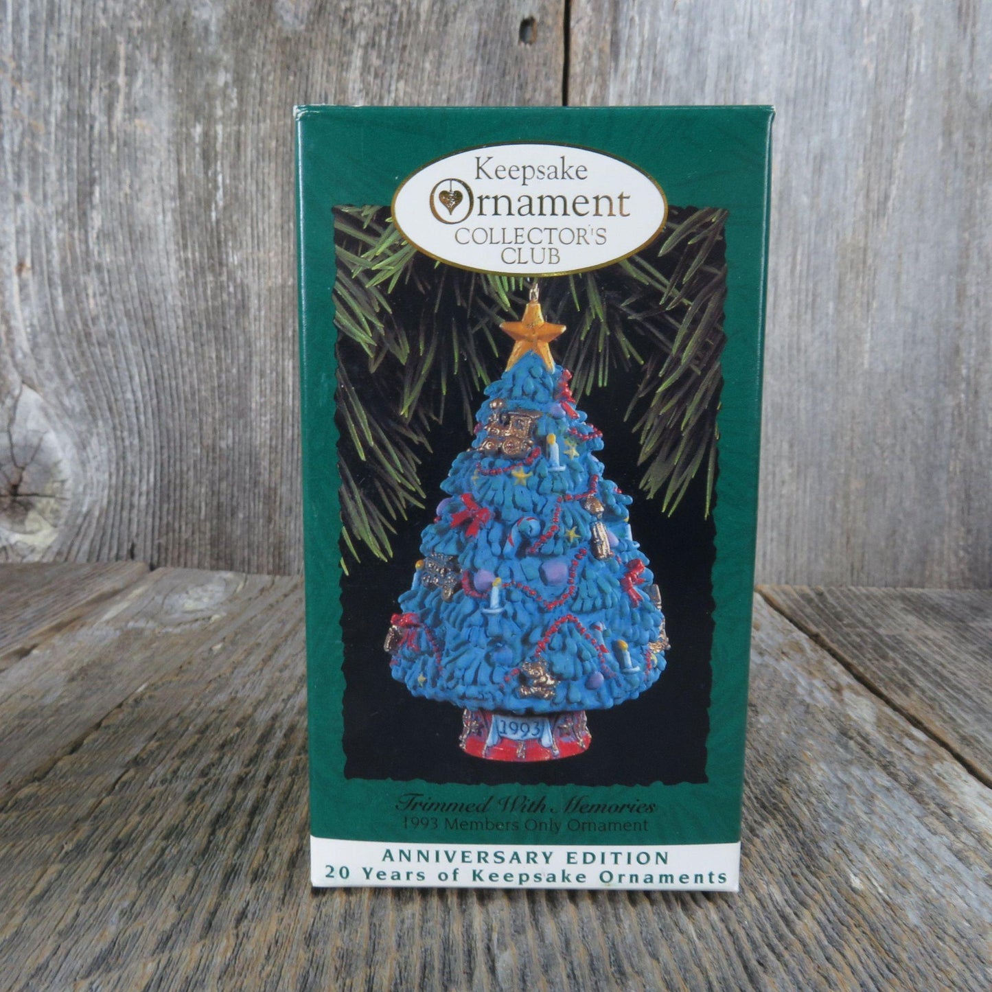 Vintage Christmas Tree Ornament Trimmed With Memories Hallmark 1993 Blue