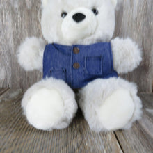 Load image into Gallery viewer, Vintage Teddy Bear Plush Cuddle Bear Denim Vest Red Trucker Hat Teddy Bear Express Trucking American Wego
