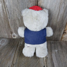 Load image into Gallery viewer, Vintage Teddy Bear Plush Cuddle Bear Denim Vest Red Trucker Hat Teddy Bear Express Trucking American Wego