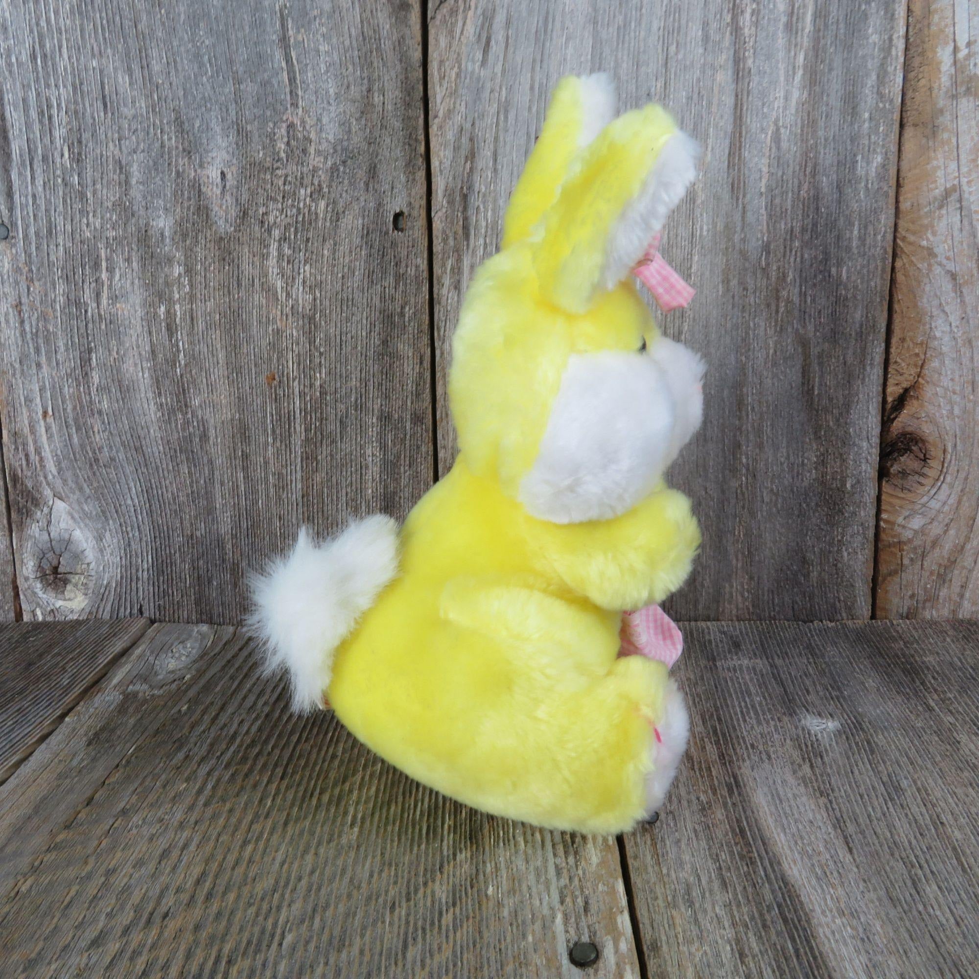 Just Friends Yellow Easter Duck Raised Tush Bean Bag Bottom Plush Gingham  Bow