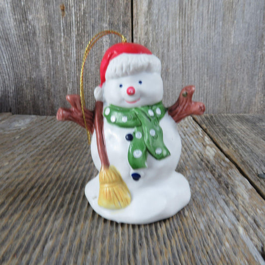 Vintage Snowman Bell Ornament Christmas Around the World Ceramic Porcelain Taiwan