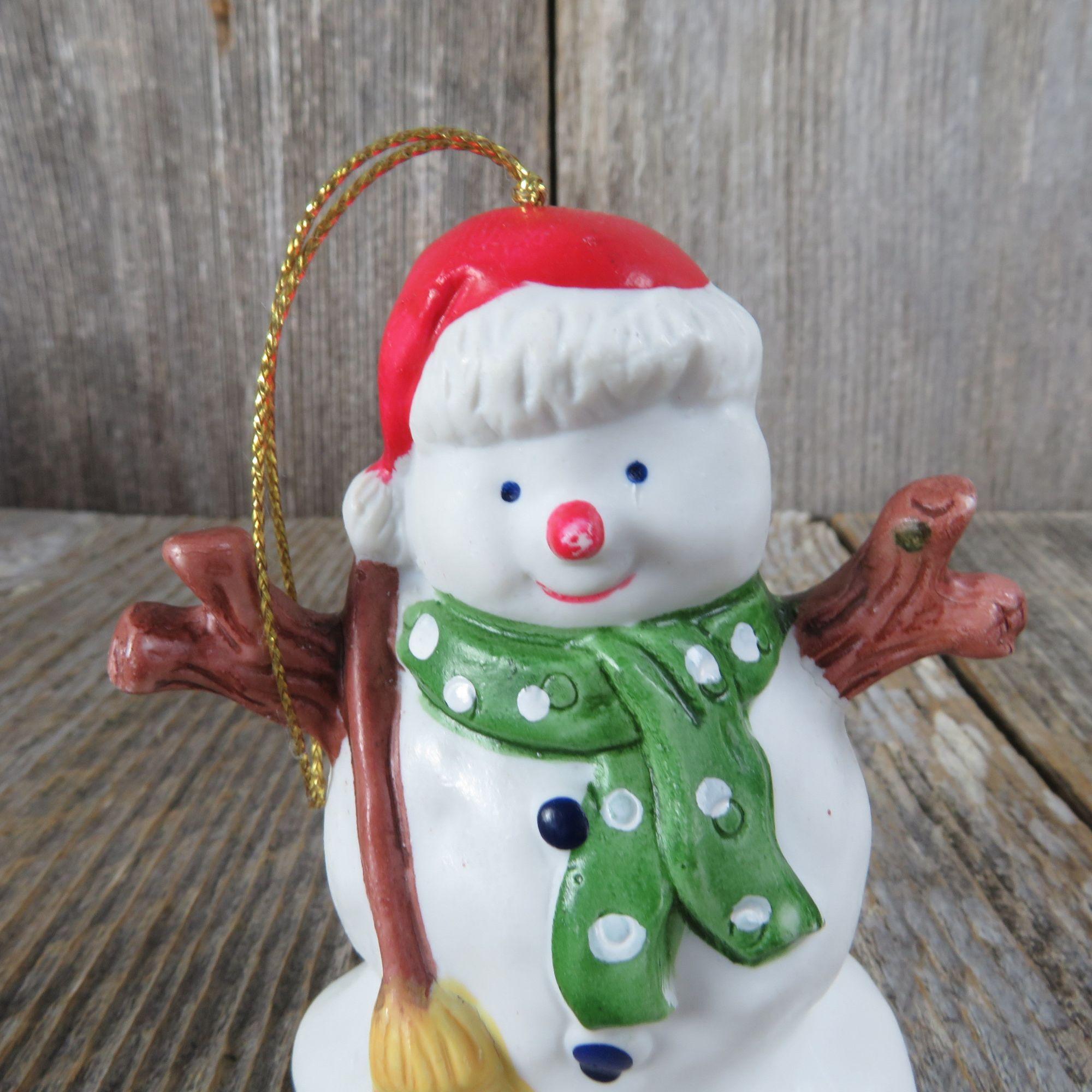 Vintage Snowman Bell Ornament Christmas Around the World Ceramic