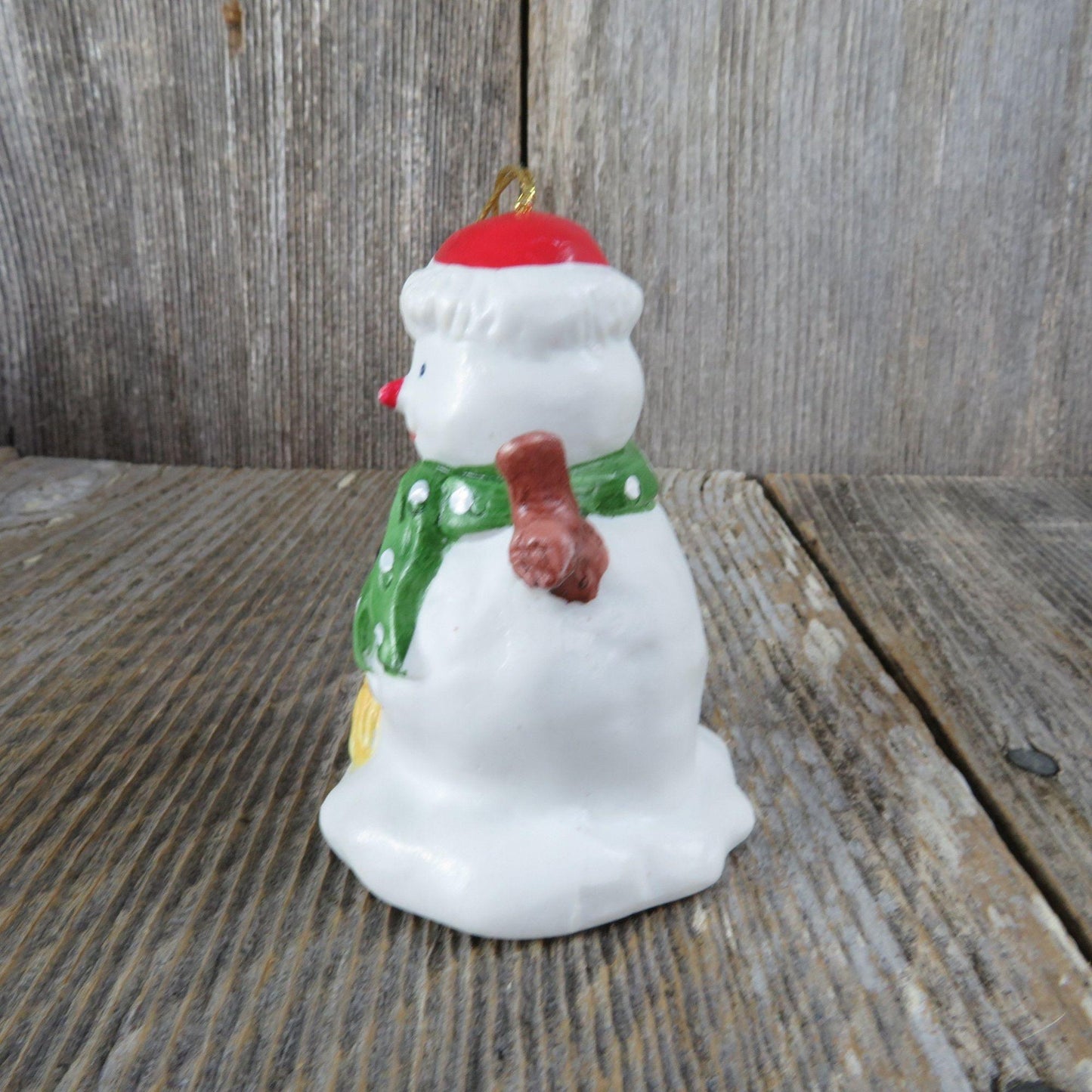 Vintage Snowman Bell Ornament Christmas Around the World Ceramic Porcelain Taiwan