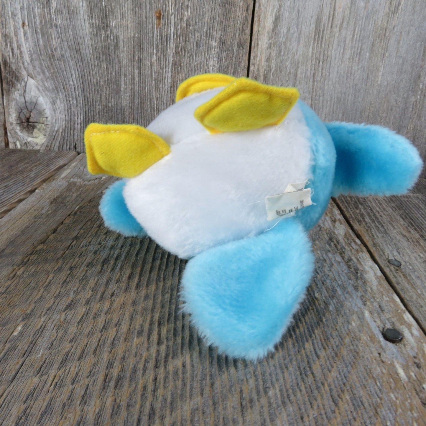 Vintage Blue Penguin Stuffed Animal Ace Novelty Plush White Yellow