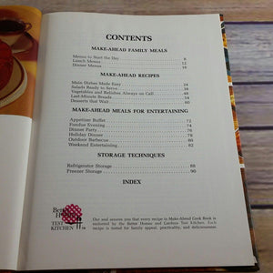 Vintage Cookbook Make Ahead Recipes Meal Prep 1971 Better Homes and Gardens Hardcover Menus Freezer Storage