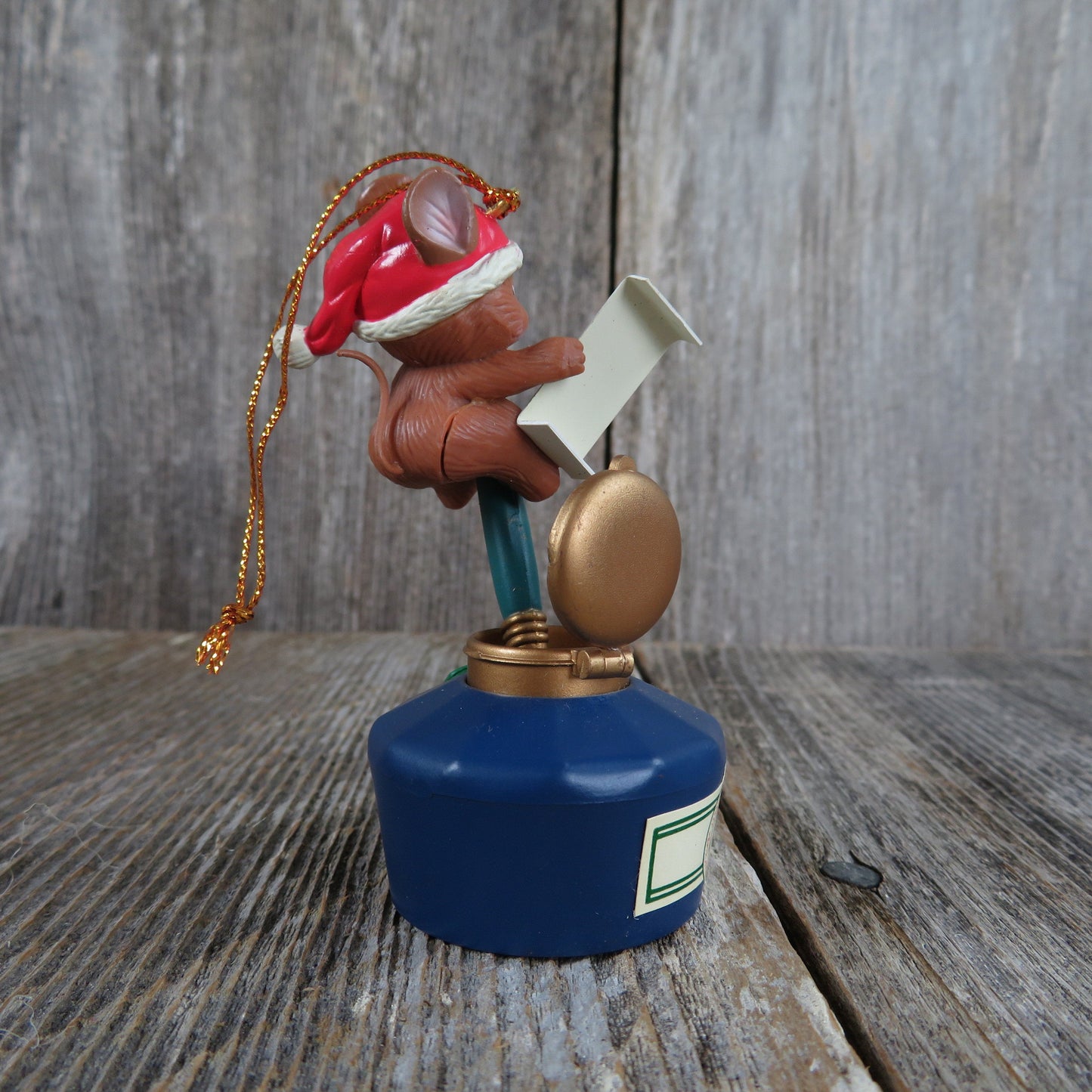 Vintage Mouse Inkwell Ornament Mouse Writing Letter To Santa Quill Pen Matrix Industries 1990s