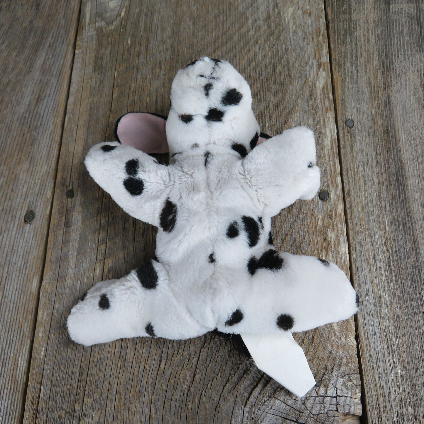 Dalmatian Dog Plush Squeaker Toy White Black Spots Polka Dots Bean Bag Stuffed Animal Weighted