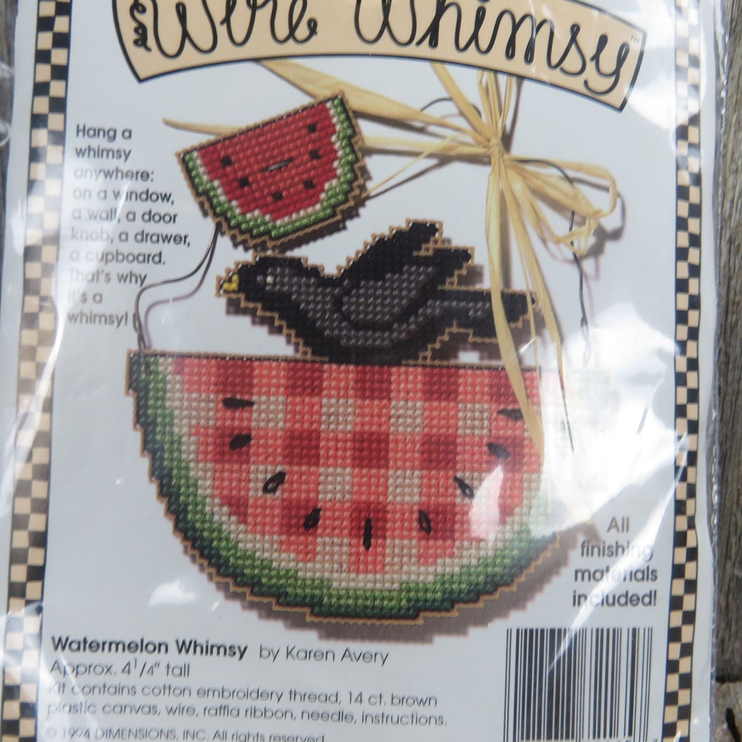 Vintage Watermelon Ornament Counted Cross Stitch Kit Wire Whimsy 72165 Dimensions 1994