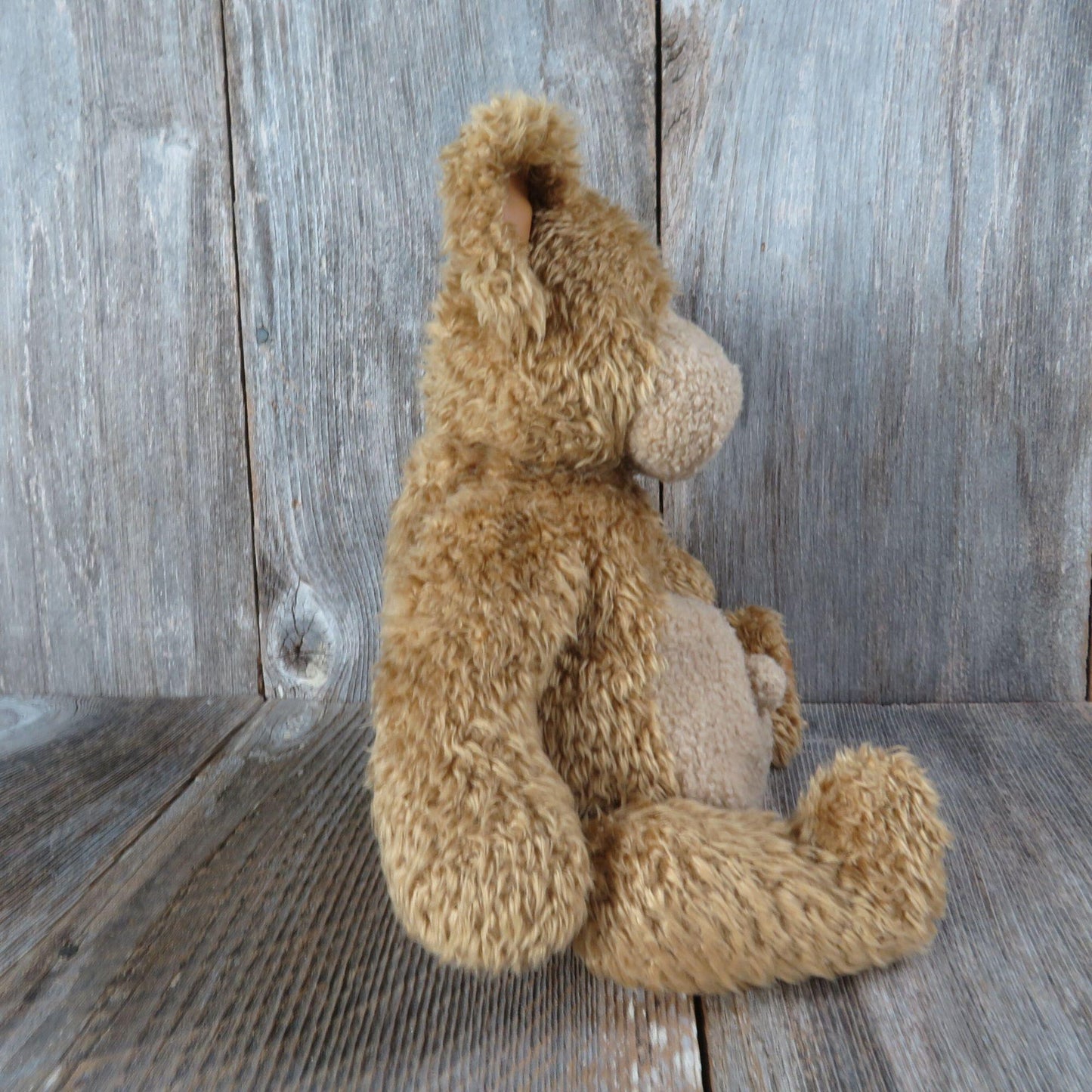 Vintage Belly Button Teddy Bear Plush Chumley Pot Belly Brown Leatherette Ears Feet Weighted