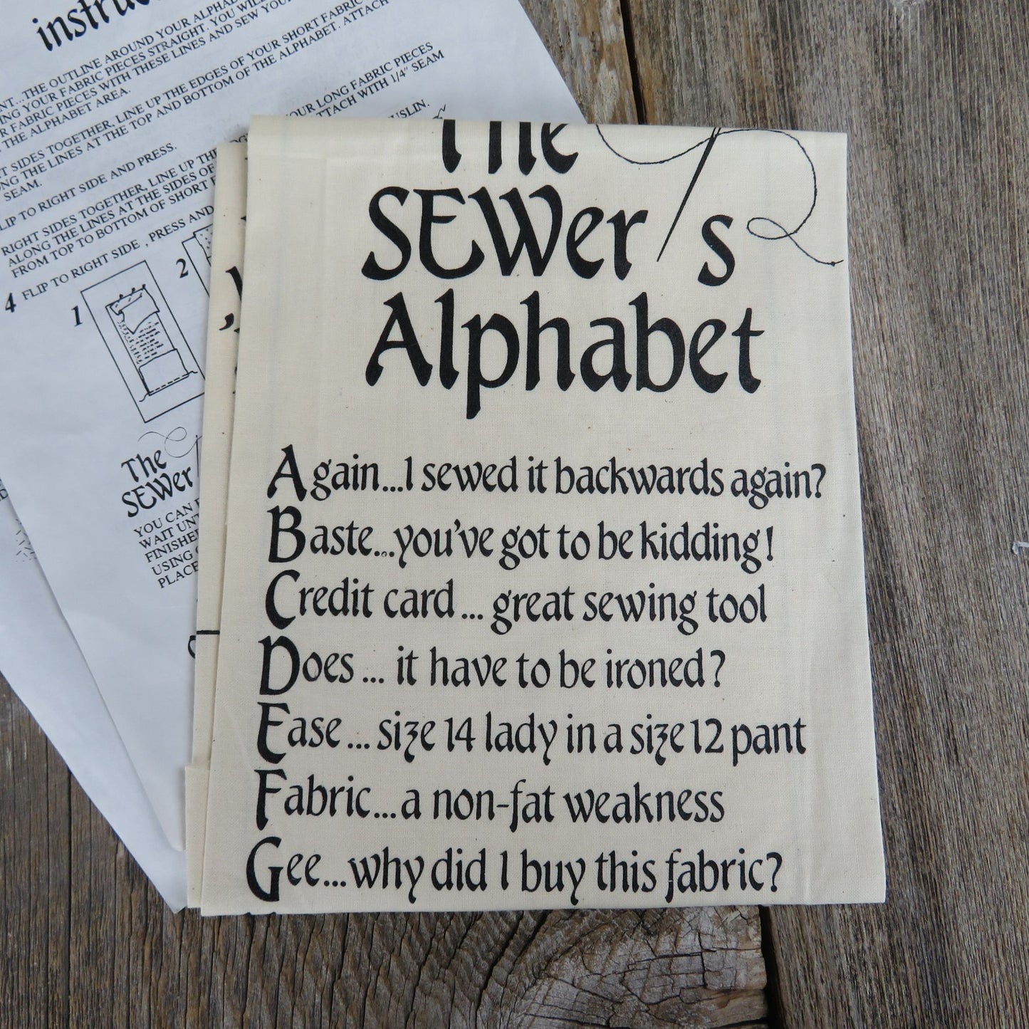 Sewers Alphabet Fabric Panel or Art Quilt Sampler Cut and Sew Summa Design