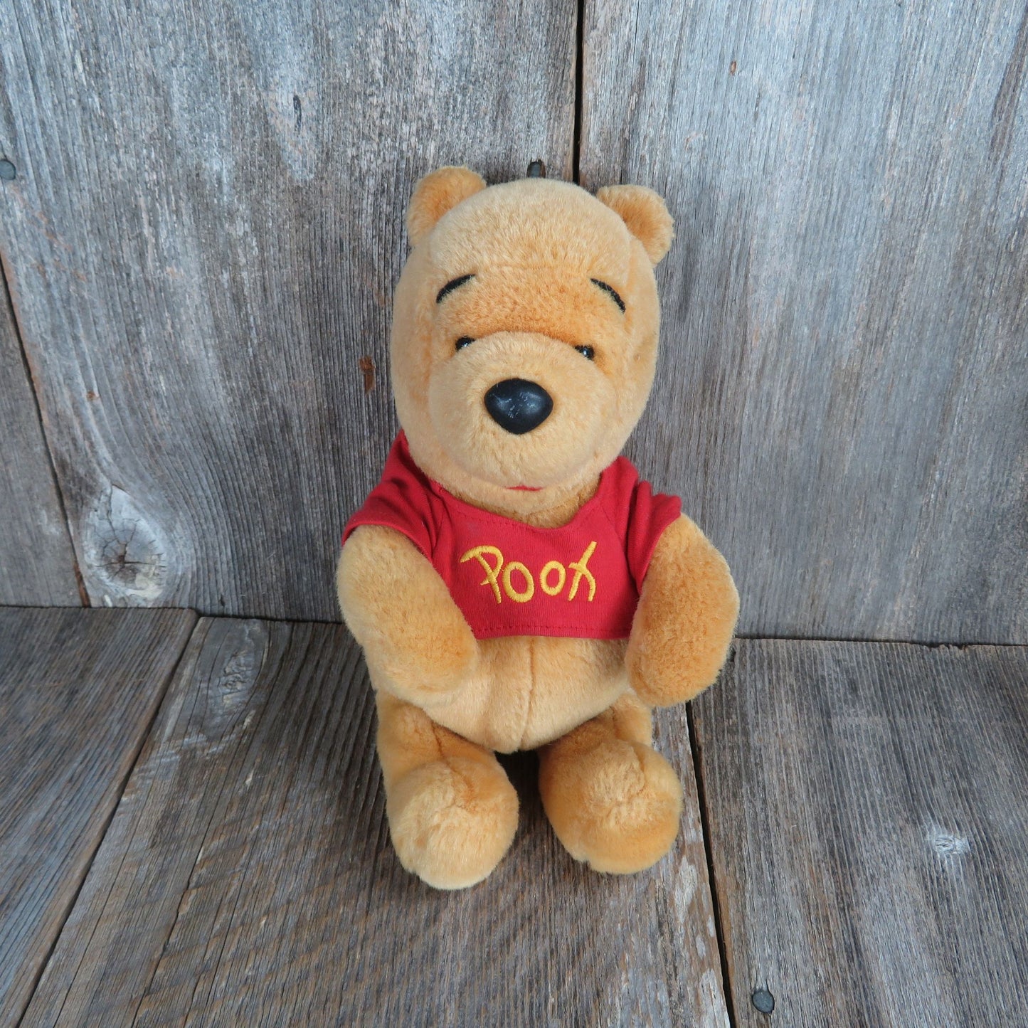 Vintage Winnie the Pooh Bear Plush Stuffed Animal Disney Orange Red Shirt