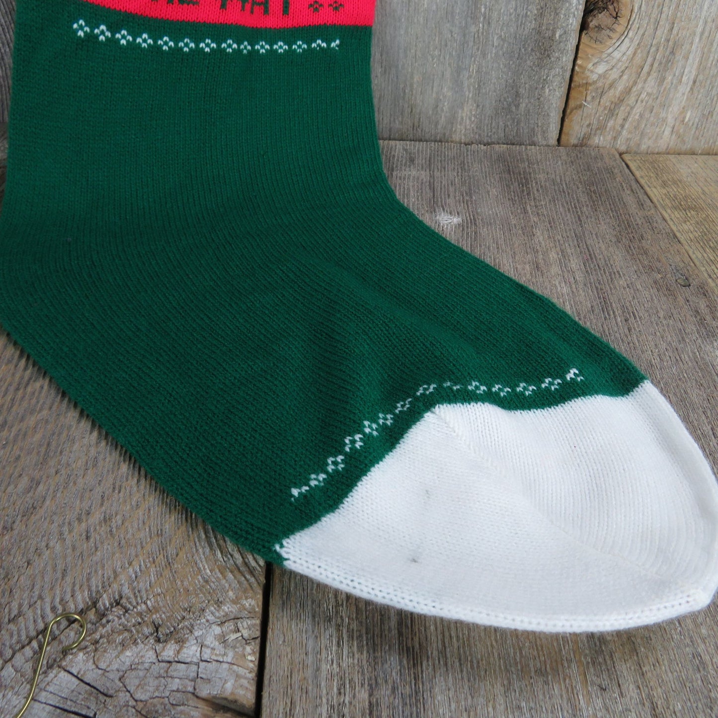 Vintage Jingle Bells Knit Stocking Extra Large Striped Jingle All The Way Huge Red Green St377