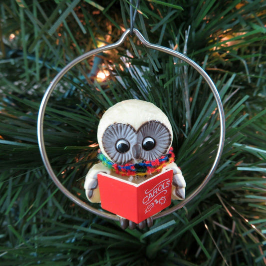 Vintage Owl Bird Ornament Hallmark Caroling Singing Christmas 1983 Keepsake