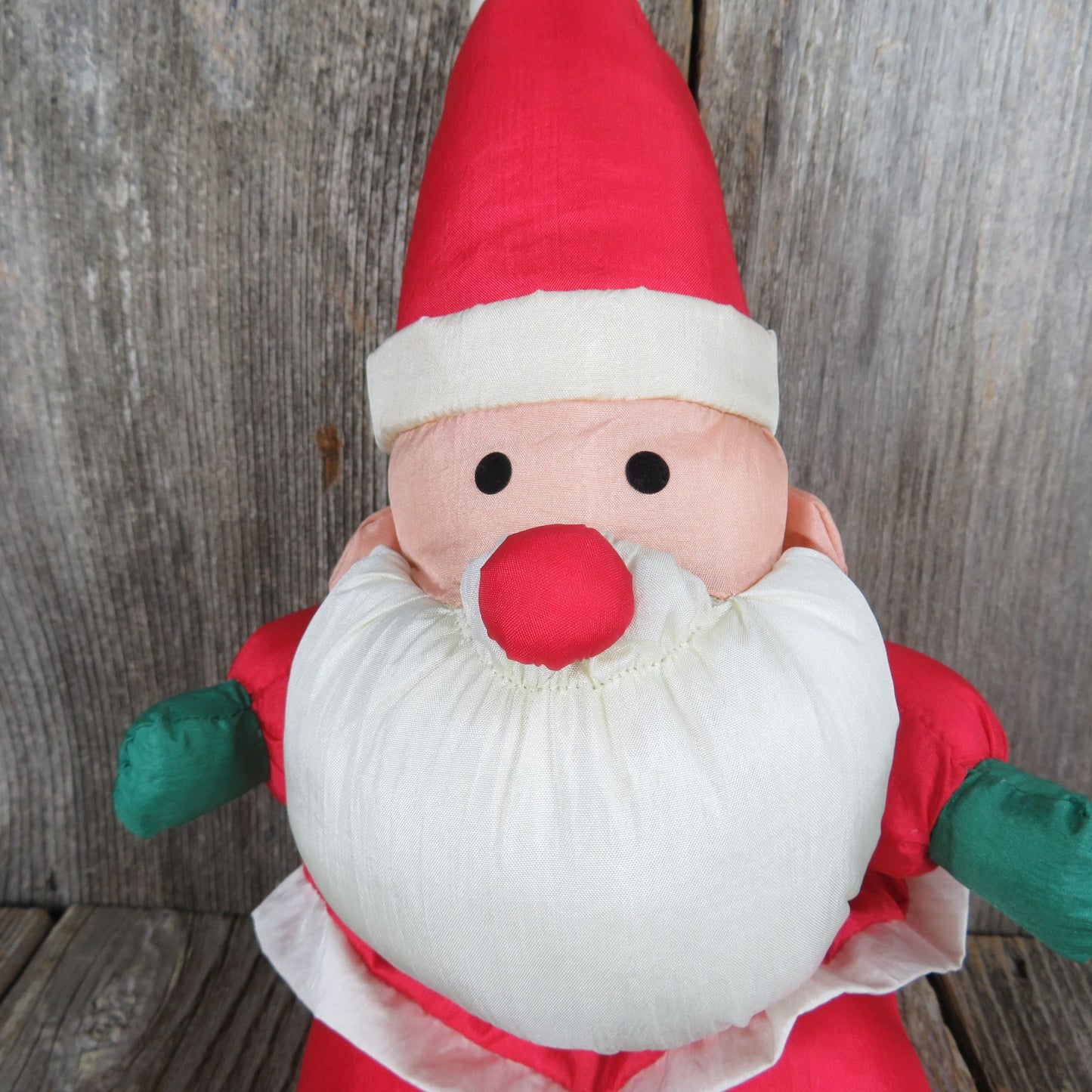Vintage Santa Claus Plush Slick Nylon Christmas Stuffed Animal Doll
