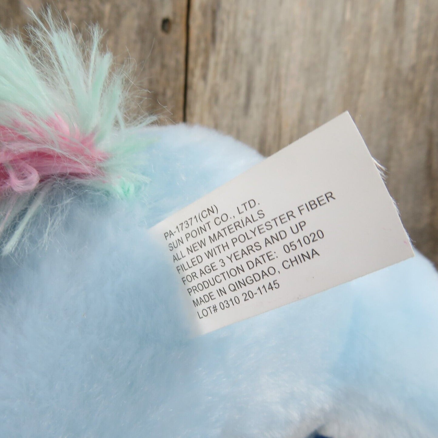 Blue Unicorn Plush Sun Point Co Green Pink Mane Rainbow Bow Sateen Feet