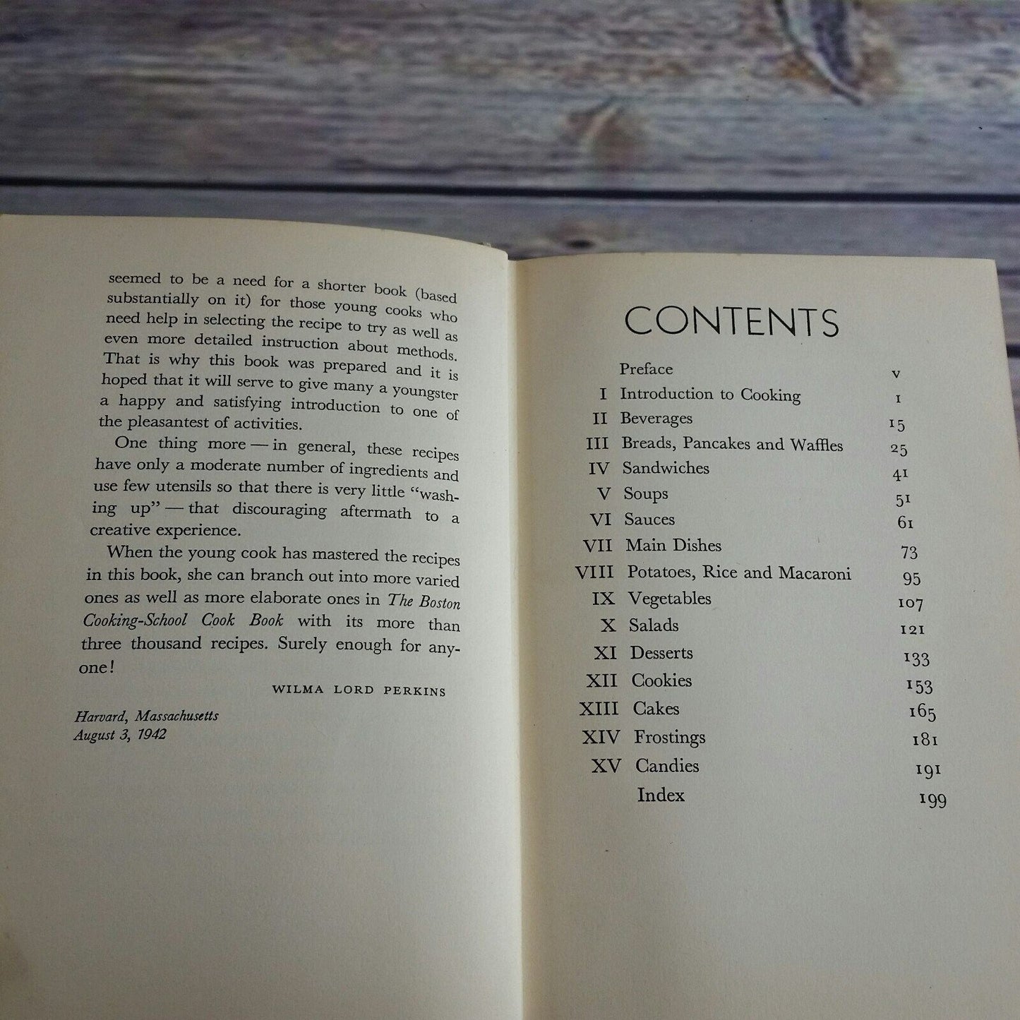 Vintage Cookbook Fannie Farmer Junior 1942 Hardcover NO Dust Jacket Wilma Lord Perkins Martha Powell Setchell 1940s