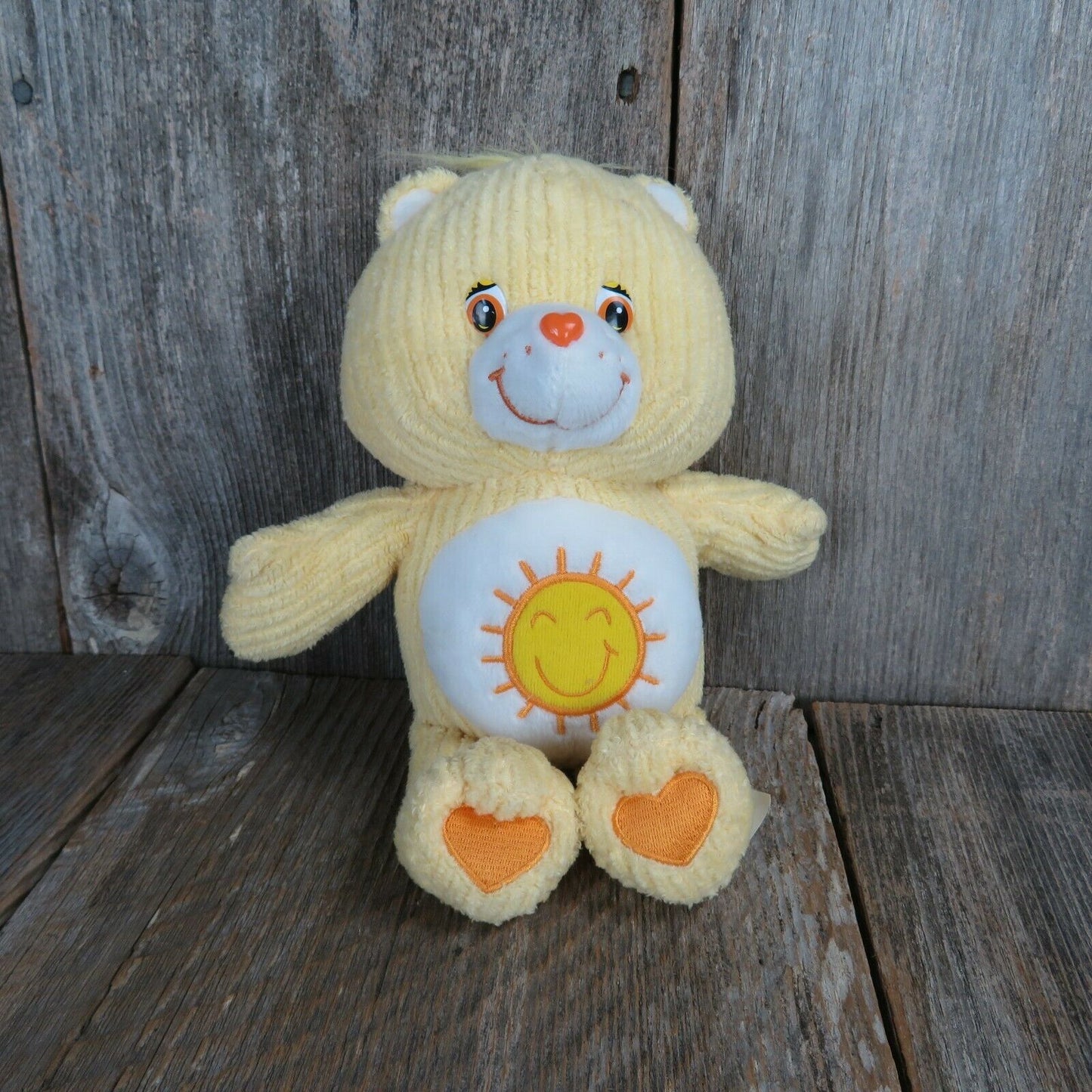 Sunshine Yellow Care Bears Plush Funshine Chenille Corduroy Stuffed Animal 2004