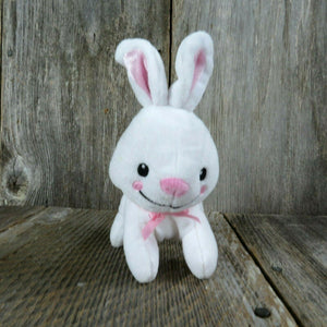 White Bunny Plush Rabbit Fisher Price Sewn Eyes Pink Nose Ears Mattel 2013