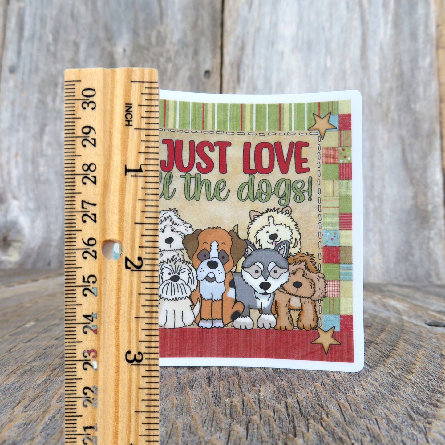 I Just Love All The Dogs Sticker Waterproof Full Color Gingham Dog Lover Dog Mom Dog Dad