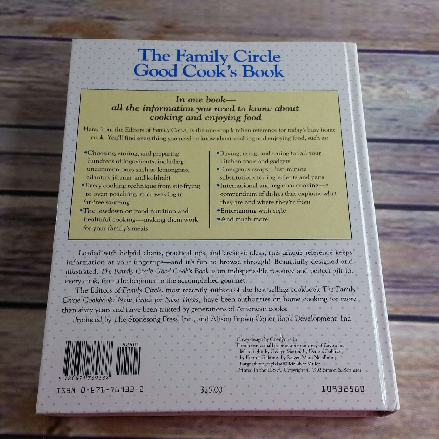 Vintage Family Circle Good Cook's Book 1993 Hardcover NO Dust Jacket Thick Large Reference Book