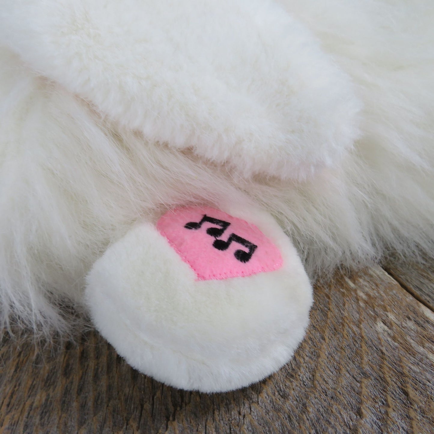 Vintage White Rabbit Plush Pink Red Eyes Chrisha Playful Plush Laying Easter Bunny Stuffed Animal 1988