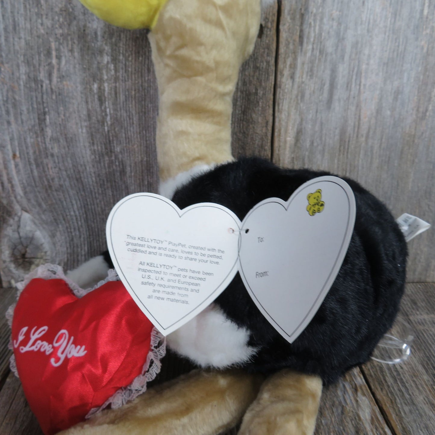 Vintage Ostrich Plush Valentines Bird Heart I Love You Bow Emu Kellytoy Cuddle Me Stuffed Animal