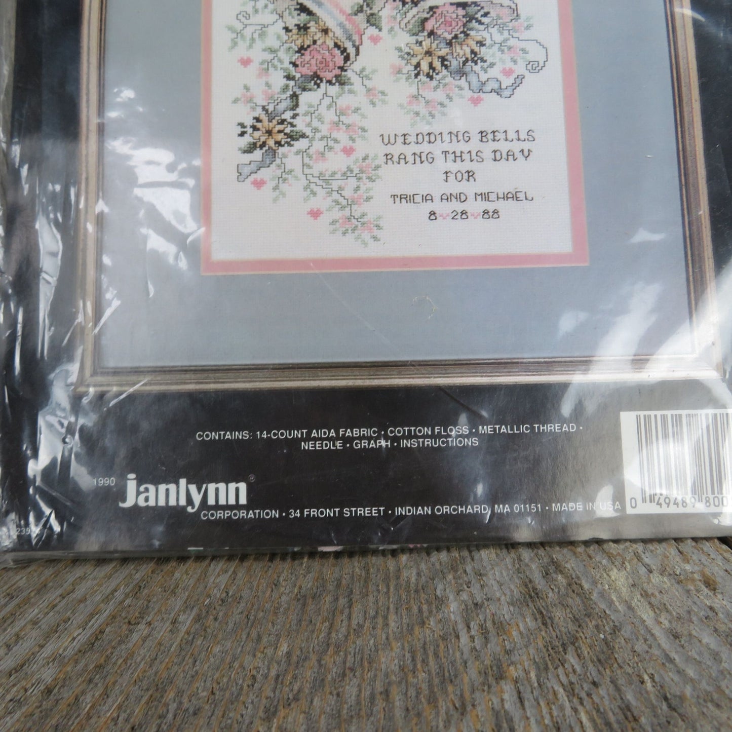 Janlynn Counted Cross Stitch Wedding Bells 1990 Wedding Anniversary Gift 80-51