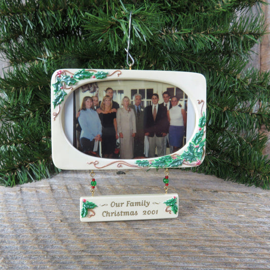 Vintage Our Family Photo Holder Hallmark Ornament  Christmas 2001 Reunion Adoption Marriage Blended Family