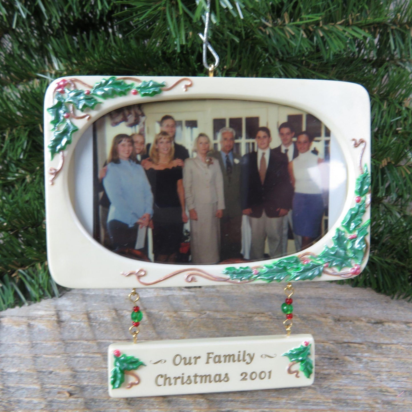 Vintage Our Family Photo Holder Hallmark Ornament  Christmas 2001 Reunion Adoption Marriage Blended Family