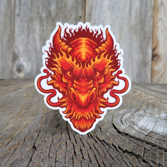 Red Dragon Face Sticker Bright Full Color Fantasy Lover Water Bottle Sticker