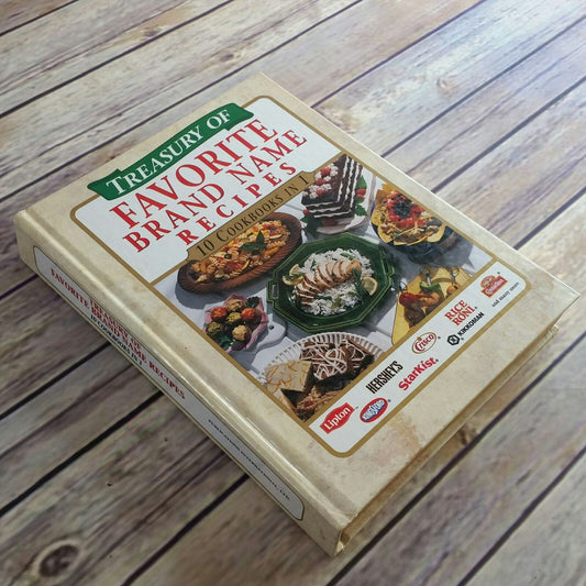 Vintage Cookbook Favorite Brand Name Recipes Hardcover 10 Cookbooks in 1 1997 Lipton Kingsford Hersheys StarKist Crisco Rice A Roni Kikkoman