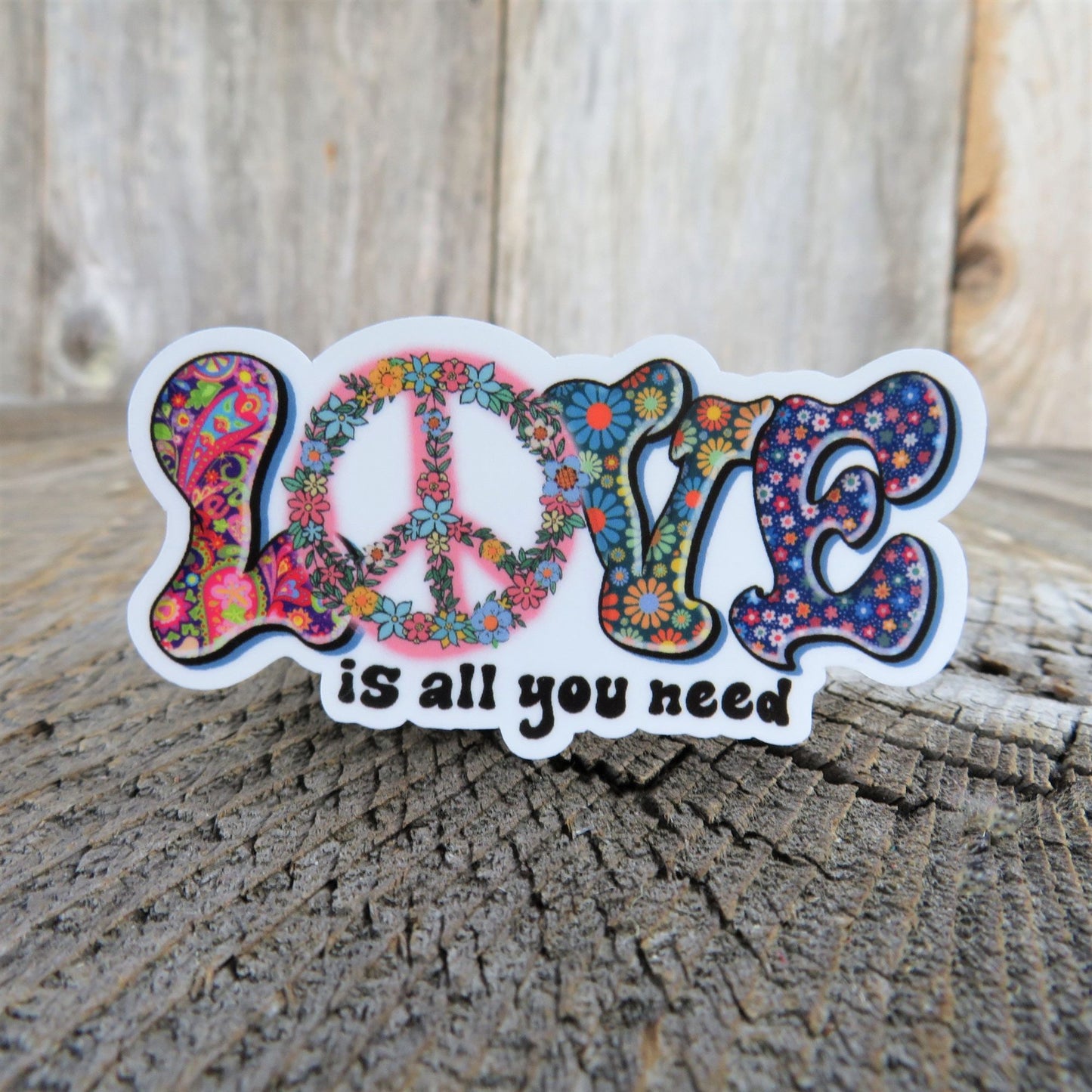 Love Is All You Need Sticker Bubble Letters BoHo 70s Style Decal Full Color Waterproof Hippie Car Water Bottle Laptop