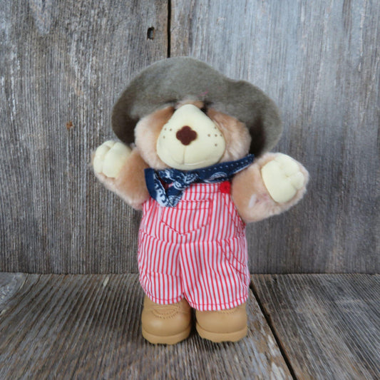 Vintage Furskins Teddy Bear Plush Bib Overalls Hat Kerchief Xavier Roberts Appalachian Artworks 1986 Stuffed Animal