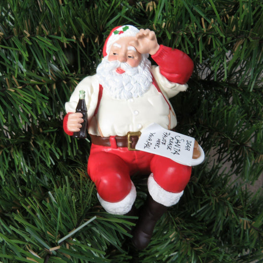 Vintage Santa Drinking Coke Hallmark Ornament Coca-Cola Please Pause Here Clip Christmas 1991